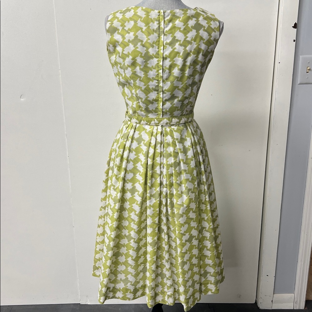 Light Green Vintage Homemade Houndstooth Fit-and-Flare Dress - Picture 4 of 8